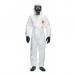 A photo of Tychem Overalls and Coverall displays a pair of white, hooded overalls made by Dupont. They are made of durable material and are a size 2XL.