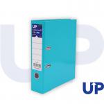 In the photo, there are several UP Lever Arch Files in a bright blue color. Each file has a 70mm width and is labeled as being for A4 size paper. There are a total of 10 files stacked together. They are all standing upright on a surface, with the label UP0009 visible on the side. The files appear sturdy, with a lever arch mechanism and a label holder on the spine.