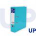 In the photo, there are several UP Lever Arch Files in a bright blue color. Each file has a 70mm width and is labeled as being for A4 size paper. There are a total of 10 files stacked together. They are all standing upright on a surface, with the label UP0009 visible on the side. The files appear sturdy, with a lever arch mechanism and a label holder on the spine.