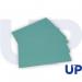 This image showcases a pack of 100 blue UP Square Cut Files and Slipfiles. The files are neatly stacked with the slipfiles in front, creating a square cut shape. The vibrant blue color adds a pop of color to any office space.