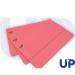 This photograph shows a pack of 50 pink UP Half Flap Document Wallets, neatly stacked and ready for use. Each wallet is made of durable material and features a secure half flap closure. The vibrant pink color adds a pop of color to any workspace.