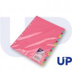 This image features a set of dividers and indexes in pastel colors for A4 sized paper. There are 20 sections labeled with subject titles for easy organization and navigation. The dividers have UP printed on them.