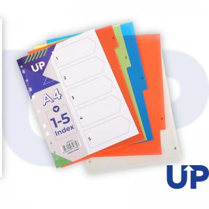 UP Index Polypropylene A4 1-5 Multicolour UP0045