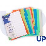 This photograph features a set of white polypropylene A4 numbered dividers, with numbers 1-10 displayed in clear, bold font. The dividers are high quality and durable, perfect for organizing and categorizing documents or papers.