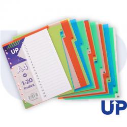 UP Index Polypropylene A4 1-20 Multicolour UP0047