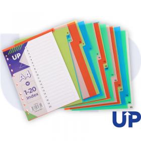 UP Index Polypropylene A4 1-20 Multicolour UP0047