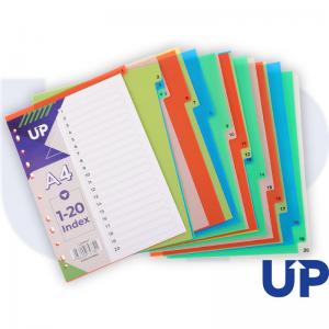 UP Index Polypropylene A4 1-20 Multicolour UP0047