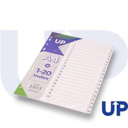 UP Index White Clear Tabs 1-20 UP0050