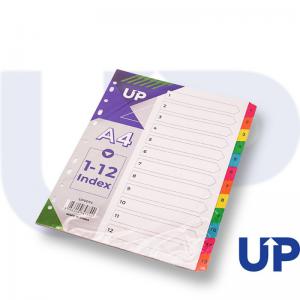 UP Index White Multicolour Tabs 1-12 UP0054