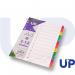 The picture shows a set of UP numbered dividers with a white background and multicolored tabs ranging from 1-12. The tabs are neatly organized and easy to read.
