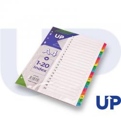 UP Index White Multicolour Tabs 1-20 UP0055