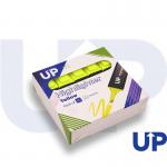 The UP Highlighters set includes 10 bright yellow highlighters, perfect for organizing and highlighting important information in notes or textbooks. Each marker has a smooth, bold tip for easy and accurate lines. The yellow color is vibrant and stands out on any page.