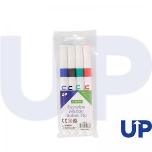 UP Drywipe Bullet Tip Marker Assorted Wallet 4 UP0073