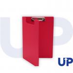 A set of ten red PVC fold over clipboards in standard A4 size, each emblazoned with the UP logo. Each clipboard has a sturdy clip at the top to keep documents in place while writing or displaying. Perfect for organizing and keeping track of important documents.