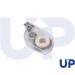 The UP correction roller features a sleek design with a thin, cylindrical shape. Its bright white surface is interrupted by a single, bold black stripe running down the center. The roller is positioned midway on the page, making it easily accessible for precise corrections.