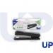 The UP Staplers UP Full Strip Metal Stapler in black is a sleek, modern office tool. Its sturdy metal construction and full strip capacity make it a reliable choice for stapling documents. The iconic UP logo is prominently displayed on the side.