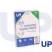 The image shows a pack of UP Coloured A4 Copier Paper in Pastel Chamois color. The paper has a weight of 70GSM and contains 500 sheets. The stack of paper is neatly packaged and ready to use. The vibrant color and quality are evident in the image.