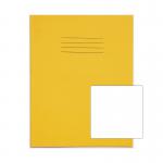 The photo shows a stack of 100 yellow Rhino Stationery Exercise Books, each with 80 pages and measuring 9 x 7 inches. The cover features the brand name in bold black letters and a small rhino logo. The pages inside appear lined and ready for notes or exercises.