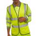 The photograph shows a group of vibrant yellow Beeswift High Visibility Vests, with a zip fastening, in size 3XL. The vests are designed to provide safety and visibility, ideal for outdoor workers and those in hazardous conditions.