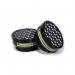 The image shows a pack of two Beeswift Abekp3 respirator filters. They are round, with a white outer layer and green inner layer, and have the Beeswift logo in the center. The packaging indicates they are P3 rated.