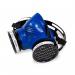 This picture shows a Beeswift Half Mask and P3 Filter Kit, designed for respiratory protection. The kit includes filters which cover the users mouth and nose, and are attached to the mask with elastic straps. The mask and filters have a black and yellow color scheme and are made of durable materials.