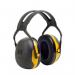 The photo shows a sturdy yet comfortable pair of Peltor Ear Defenders, with a padded headband and large ear cups. The black exterior and yellow accents give it a sleek and modern appearance.