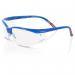 The photograph displays a pair of clear Beeswift Safety Spectacles, designed to protect the eyes while providing clear vision. The spectacles have a sleek design and are made with high-quality materials. They feature a lightweight frame and clear lenses, ideal for various safety needs.