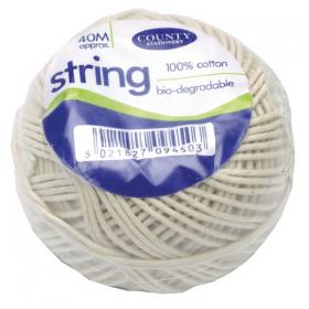 Cotton String Ball Medium 40m Biodegradable (Pack of 12) C172 CTY09451