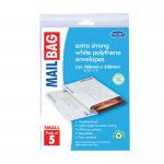 County Stationery Mail Bag Polythene Envelopes x5 White Small 160x230mm (Pack of 10) C260 CTY09629