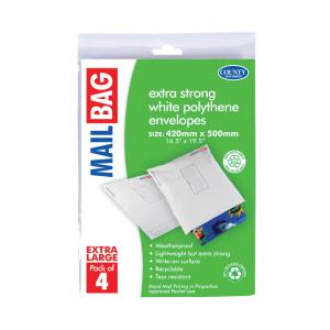 County Stationery Mail Bag Polythene Envelopes x4 White Extra Large