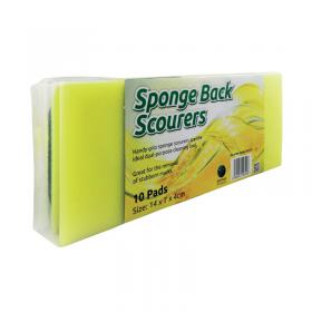 Sponge Back Scourer 140x70x40mm (10 Pack) SBS100G CX00377