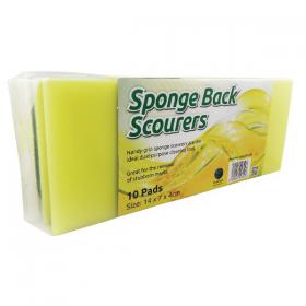 Sponge Back Scourer 140x70x40mm (Pack of 10) SBS100G CX00377