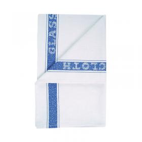 MyCafe Cotton Glass Cloth 500x760mm WhiteBlue Pack of 10 CX02705 CX02705