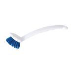 Long Handle Washing Up Brush White/Blue - (Washable with comfortable curved handle grip) WWWSBU24L CX04835