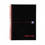 Black n Red Notebook Card Cover Wirebound 90gsm Ruled and Perforated 100pp A5 Ref 100080155 [Pack 10] D66369