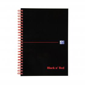 Black n Red Notebook Card Cover Wirebound 90gsm Ruled and Perforated 100pp A5 Ref 100080155 Pack of 10