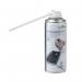 The picture shows a can of durable air duster with the brand name Durable Powerclean printed on it. The can is invertible and contains 200ml of compressed air. The label also states that it is flammable.