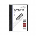 In the picture, there are 25 black Durable Clip Files, each labeled with the brand name DURACLIP. The files are A4 size and have a thickness of 3mm. The durable design of the files can be seen in their sturdy frames, with metal clips to hold the papers securely in place. The black color gives the files a sleek and professional appearance. Overall, the picture showcases a high-quality and reliable file organization solution.