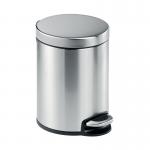 Durable Stainless Steel Pedal Bin Round 5 Litre Silver 340023 DB30196