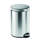 Durable Stainless Steel Pedal Bin Round 12 Litre Silver 340123 DB30197
