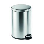 Durable Stainless Steel Pedal Bin Round 20 Litre Silver 340223 DB30198