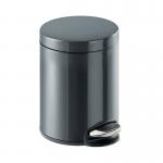 Durable Powder Coated Metal Pedal Bin Round 5 Litre Charcoal 341058 DB30199