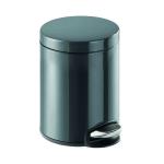 Durable Powder Coated Metal Pedal Bin Round 5 Litre Charcoal 341058 DB30199