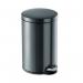 Durable Powder Coated Metal Pedal Bin Round 12 Litre Charcoal 341158 DB30200