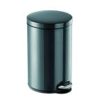 Durable Powder Coated Metal Pedal Bin Round 12 Litre Charcoal 341158 DB30200