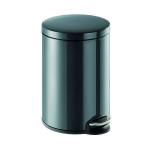 Durable Powder Coated Metal Pedal Bin Round 20 Litre Charcoal 341258 DB30201