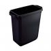 The image shows a black rectangular 60 litre bin, with durable bin bases and a brand name printed on the side. The dimensions are 282x590x600mm.