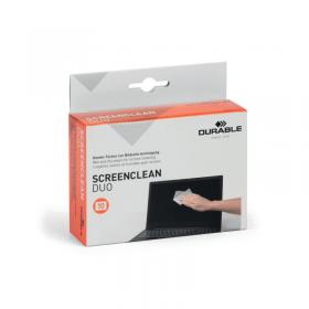 Durable Screenclean Duo Wet and Dry Wipe Set Individually Wrapped (Pack of 10) 572102 DB50150