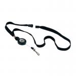 This picture features a pack of 10 Durable Soft Breakaway Lanyards with Retractable Badge Reels in black. The lanyards are sturdy and durable, perfect for securely displaying name badges. They also feature a convenient breakaway design for added safety.