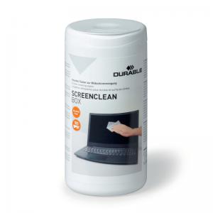 Durable Screenclean Box Wet Wipes Alcohol Free Bio-degradable White